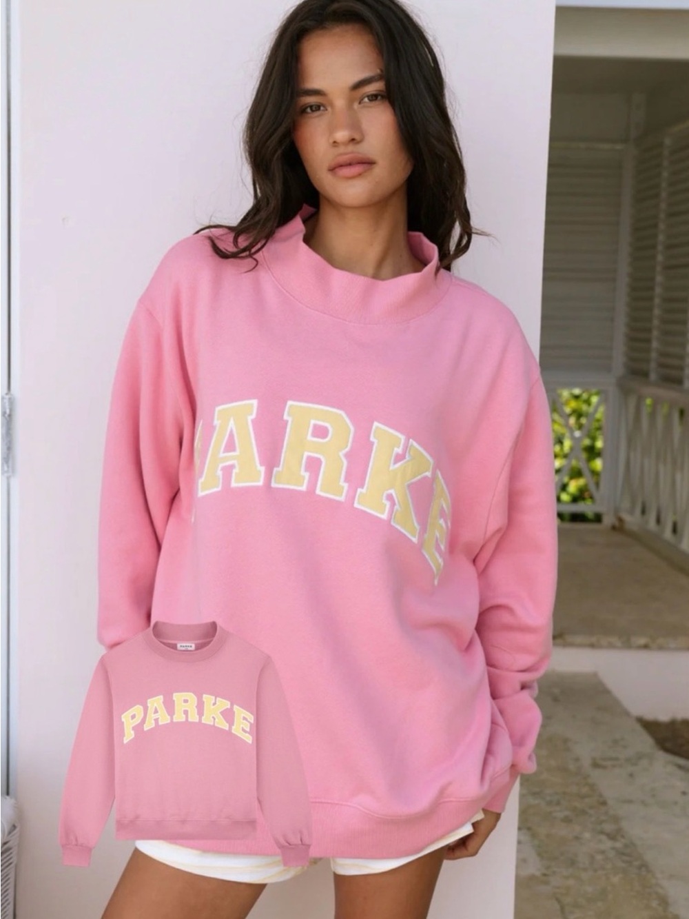 PARKE Pink Logo Crewneck Sweatshirt